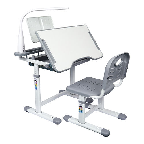 Cubby Vanda Gray Adjustable desk and chair set